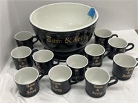 TOM AND JERRY 10 INCH PUNCH BOWL WITH 11 CUPS BY