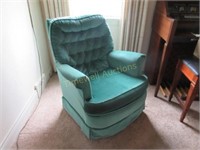 Pair of swivel rocking chairs and ottoman