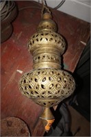 Moroccan pierced brass pendant hanging lantern