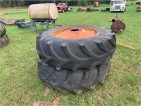 Two 20.8-38 BF Goodrich tractor tires w/wheels