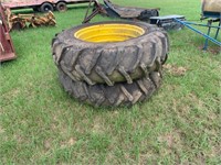 Two 18.4-38 Samson tractor tires w/wheels