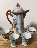 Japan Handpainted porcelain RED Pitcher,cups