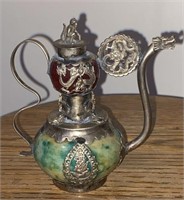 5" Oriental metal & glass Dragon tea pot