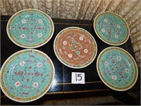 5 JAPANESE/CHINA ORIENTAL PLATES 10.75" DIAMETER