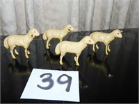 4 GERMANY CHRISTMAS SHEEP WITH WOODEN LEGS