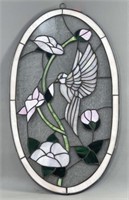Oval Desgin Hummingbird Stained Glass