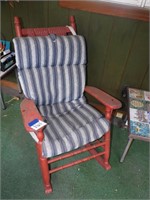 VINTAGE RED WICKER BACK ROCKING CHAIR