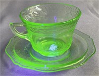 Vaseline Glass Cup & Saucer