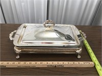 Serving Dish W/ Silver holder & lid
