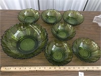 Vintage Avocado Green Sunflower Bowls
