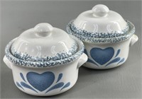Small Heart Design Stoneware Bean Pots