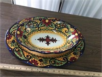 Colorful Corsica Oval Bowl and Serving Plate