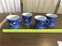 Set of 4 Vintage Winter Mugs (poss. Currier & Ives