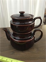 Rare Double Dripolator Tea/coffee Pot BrownwareUSA