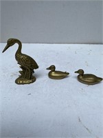 Brass Crane and 2 Ducks