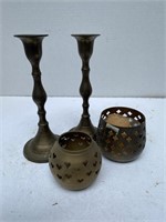 4 Brass Candle Holders