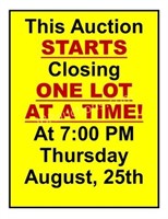 AUCTION CLOSES ONE LOT AT A TIME!