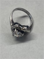Diamonique Sterling Silver CZ Heart Ring Size 6 3/