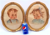 2 Anne Allaben Child Portraits in Oval Frames