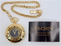 Elgin Pocket Watch Black Face w Date