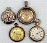 3 Vintage Pocket Watches w a Silverode Case