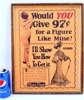Vintage Advertising Framed - 97c For Gibson Figure
