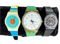 3 Vintage Swatch Swiss Made Wrist Watches