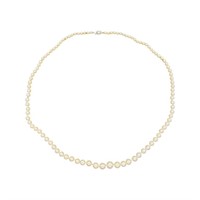 Genuine Pearls Necklace with 14k Gold & Diamond