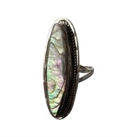 Sterling Silver Coctail Ring w/ Abalone Shell