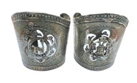 2 Wide Peruvian Sterling Silver Cuff Bracelets