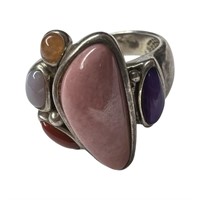 Sterling Silver Ring with Semi-Precious Stones