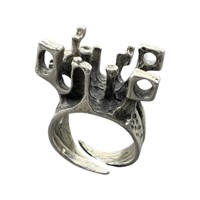 Massive Modernist Brutalist Sterling Silver Ring