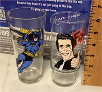 Fonzie and Batman character glasses