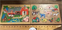 2 vintage Fisher Price wooden puzzles