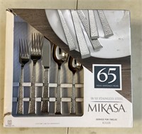 NEW Mikasa 65pc stainless flatware set in box