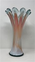 Art Glass Handblown Slag Glass Vase w Pontil Mark