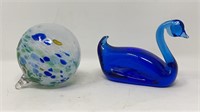 Art Glass Swan Paperweight & Ornament Ball