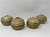 Four Handpainted Ceramic Odd Vases Finials