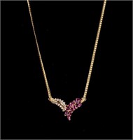 Jewelry 14kt Gold Spinel & Diamond Necklace