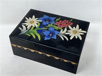 Handpainted Folk Art Bavarian Flowers Stash Box