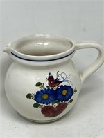 Handpainted Folk Art Floral Pitcher Ceramic