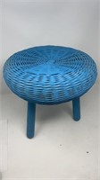 1970s Bright Happy Blue Wicker Footstool