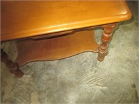 Solid end table 19"x27"x21" high Good cond