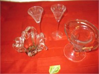 4 pieces vintage glass 1-art glass