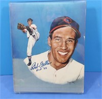 Autographed HOF '62 Bob Feller Photo & Lucit Stand