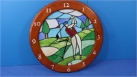 Golf Stained Glass Clock 16" Dia
