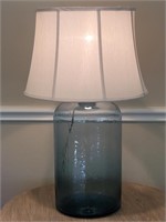Blue Wavy Glass Lamp with Shade, 1/2