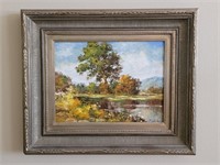 Impressionist Landscape Framed Oil on Canvas, 2/4