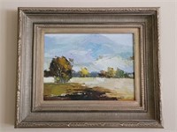 Impressionist Landscape Framed Oil on Canvas, 3/4