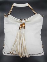 Melie Blanco White Leather Shoulder Bag